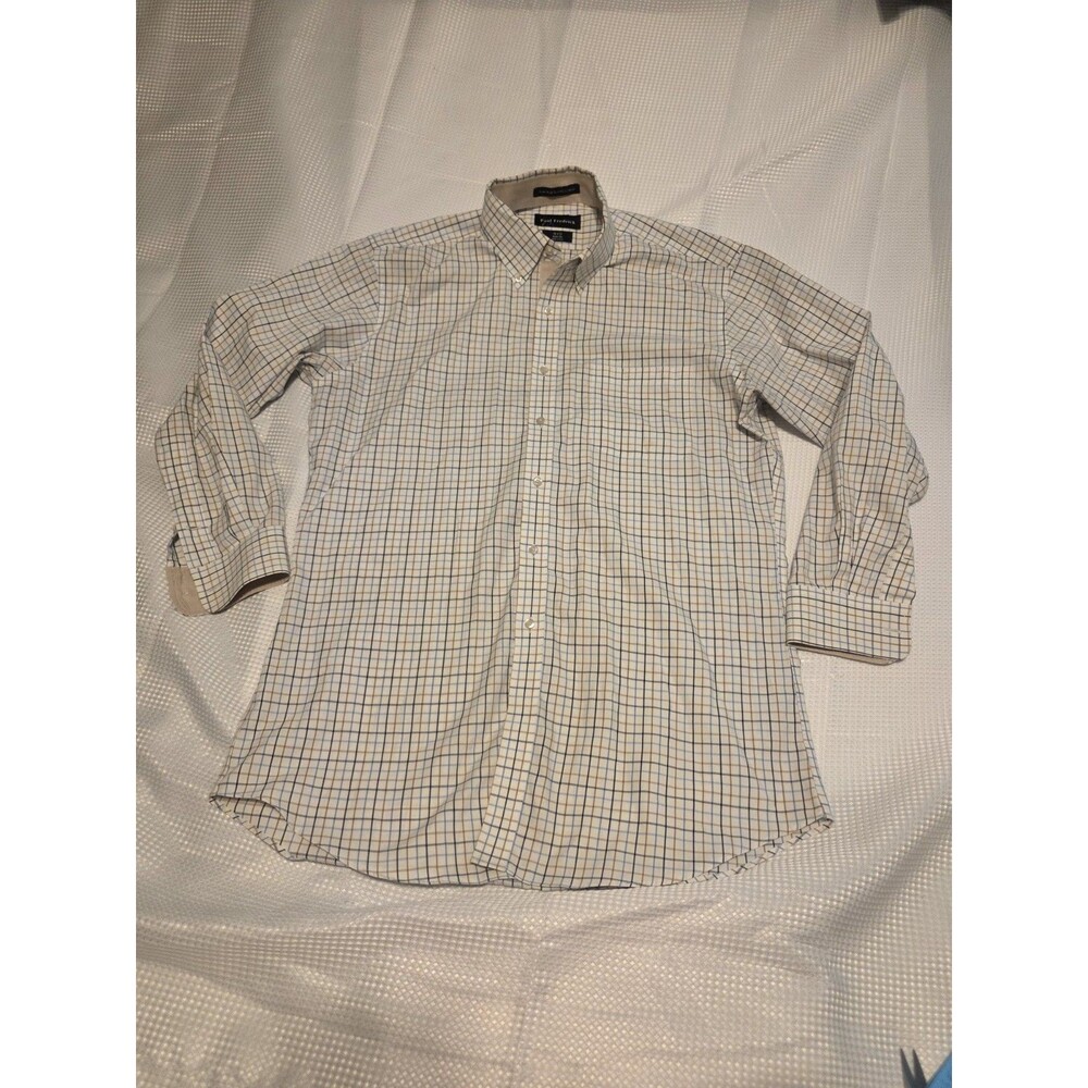 MENS PAUL FREDRICK LONG SLEEVE BUTTON DOWN PLAID SHIRT SLIM FIT SIZE LARGE